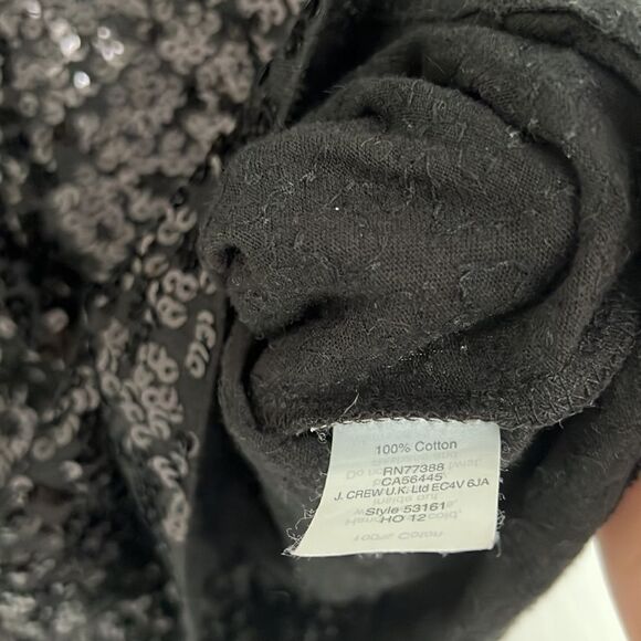 J. Crew black cotton with sequins 3/4 sleeves top Sz Medium - Picture 5 of 10